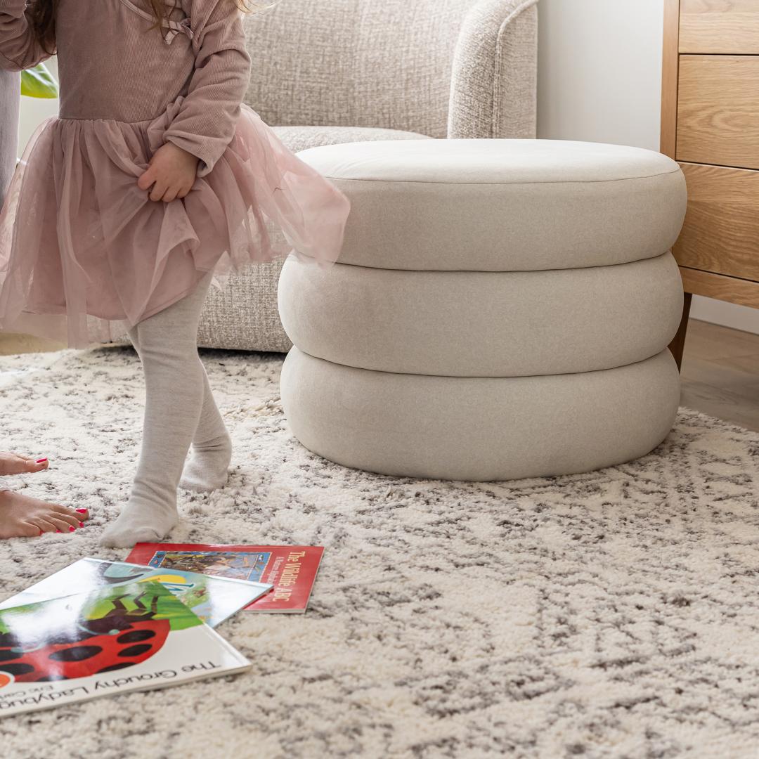 Fiel Ottoman - Velvet Ecru