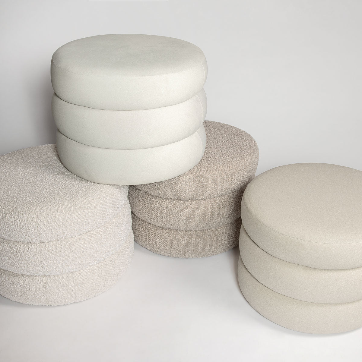 Fiel Ottoman - Faux Mohair Ecru