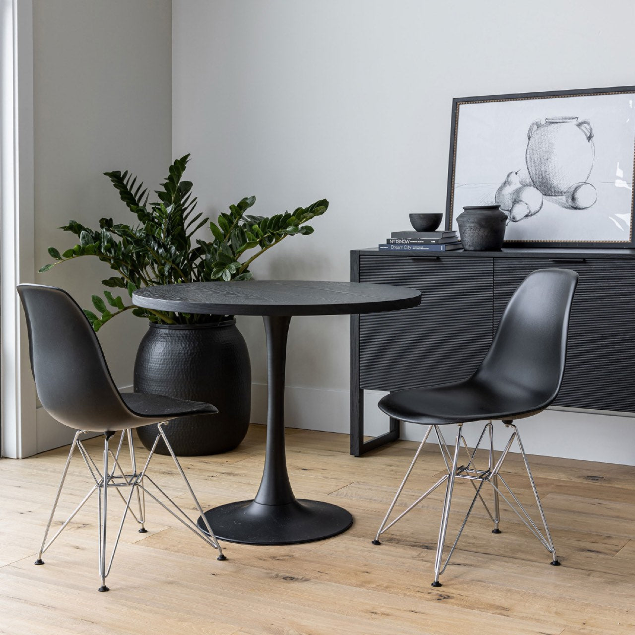 Cairo Chair - Black Seat Chrome Base