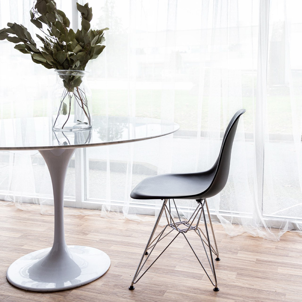 Cairo Chair - Black Seat Chrome Base