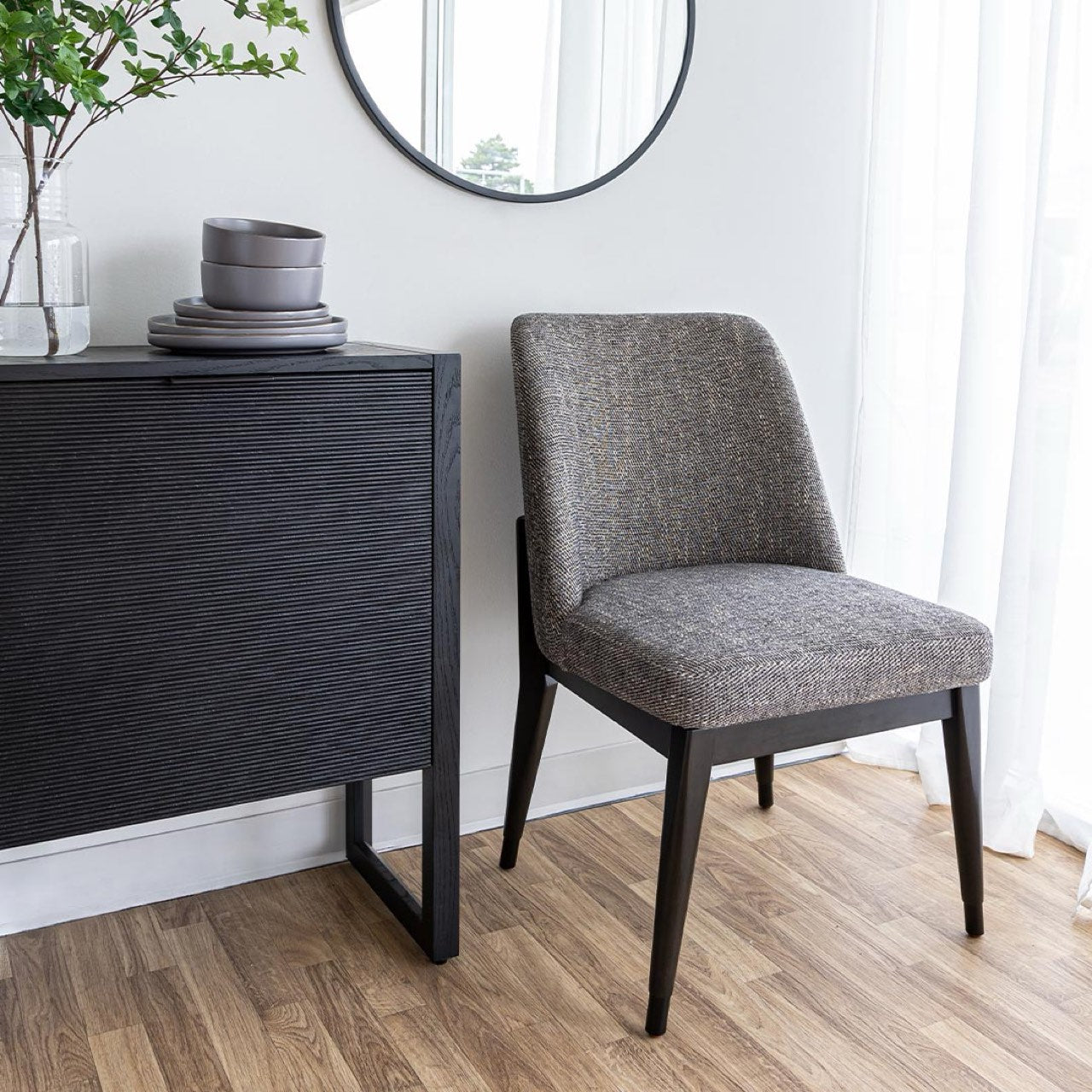 Fawcett Dining Chair - Dark Base - Pepper