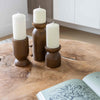 Fawn Pillar Candle Holder (Set of 3) - Smoked Chestnut