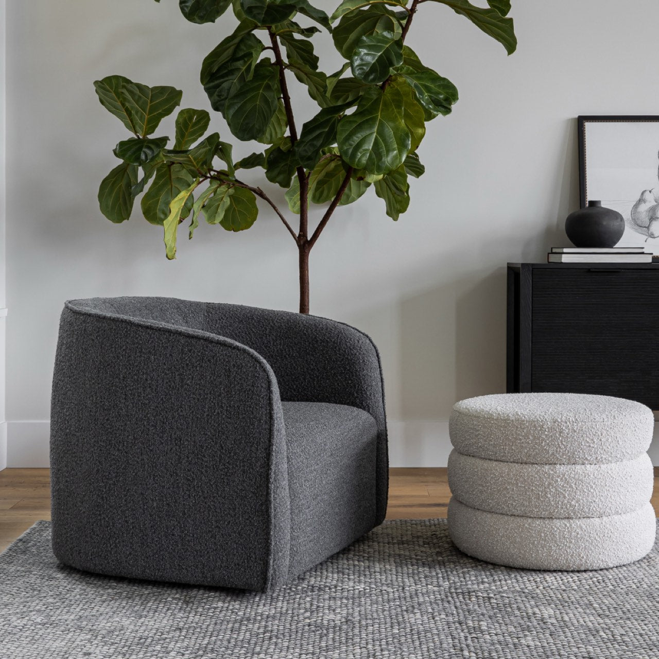 Fiel Ottoman - Off White Boucle - S
