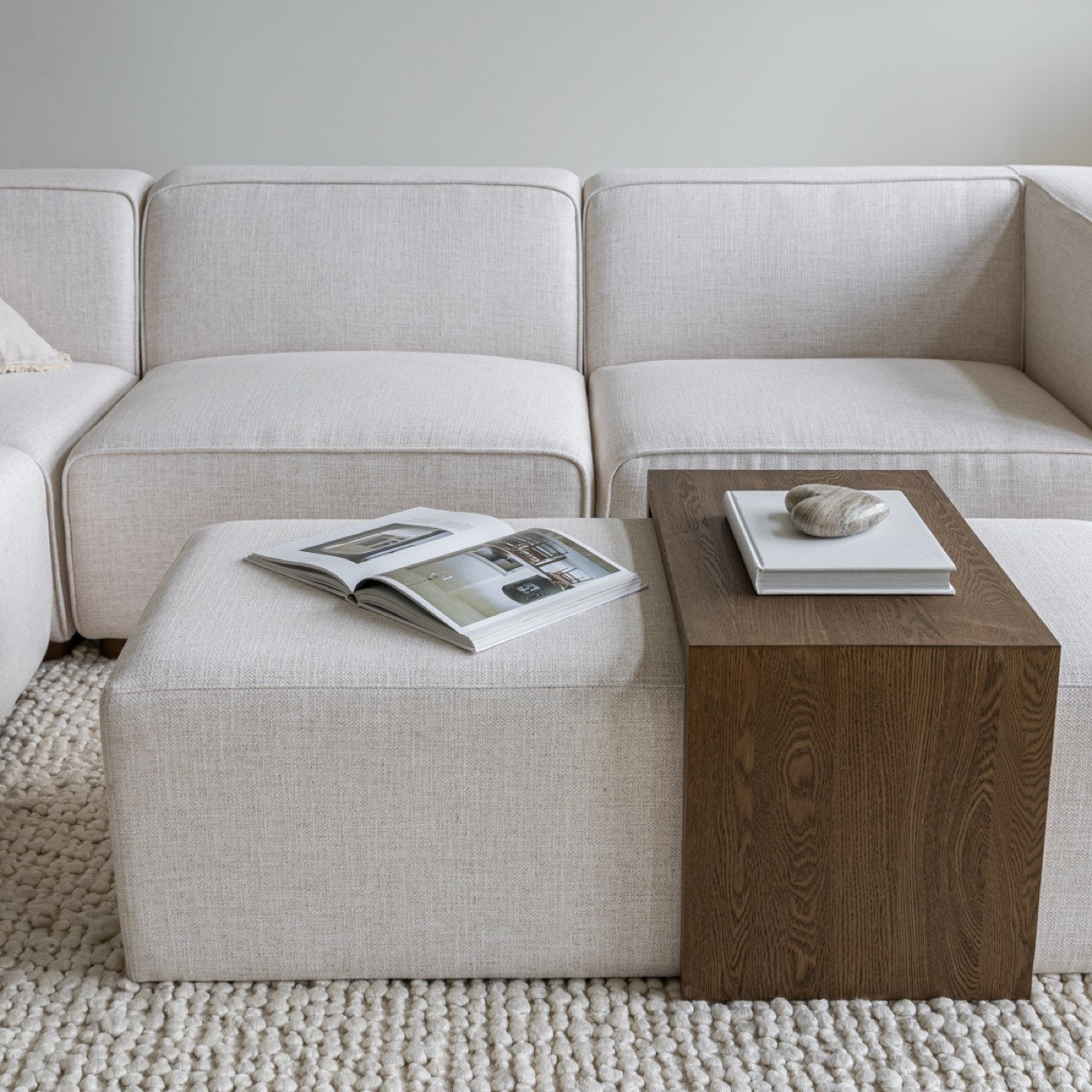 Forest Coffee Ottoman - Cream and Dark Brown