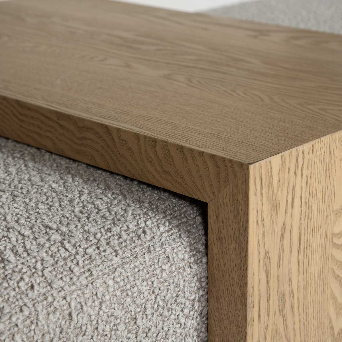 Forest Coffee Ottoman - Truffle Boucle and Blonde Oak