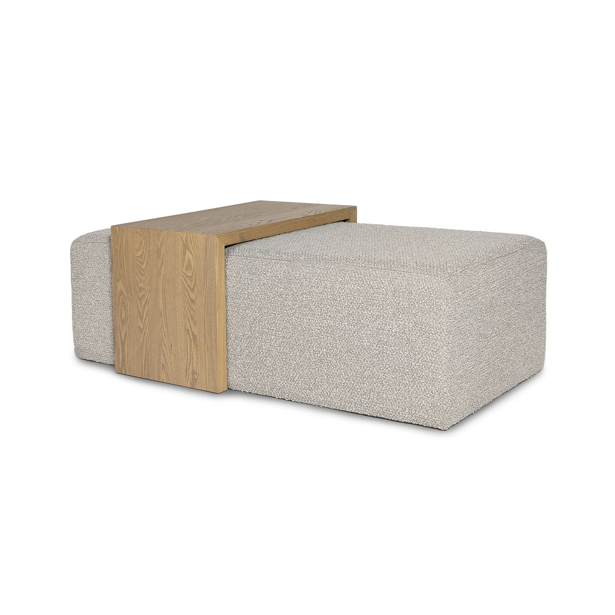 Forest Coffee Ottoman - Truffle Boucle and Blonde Oak