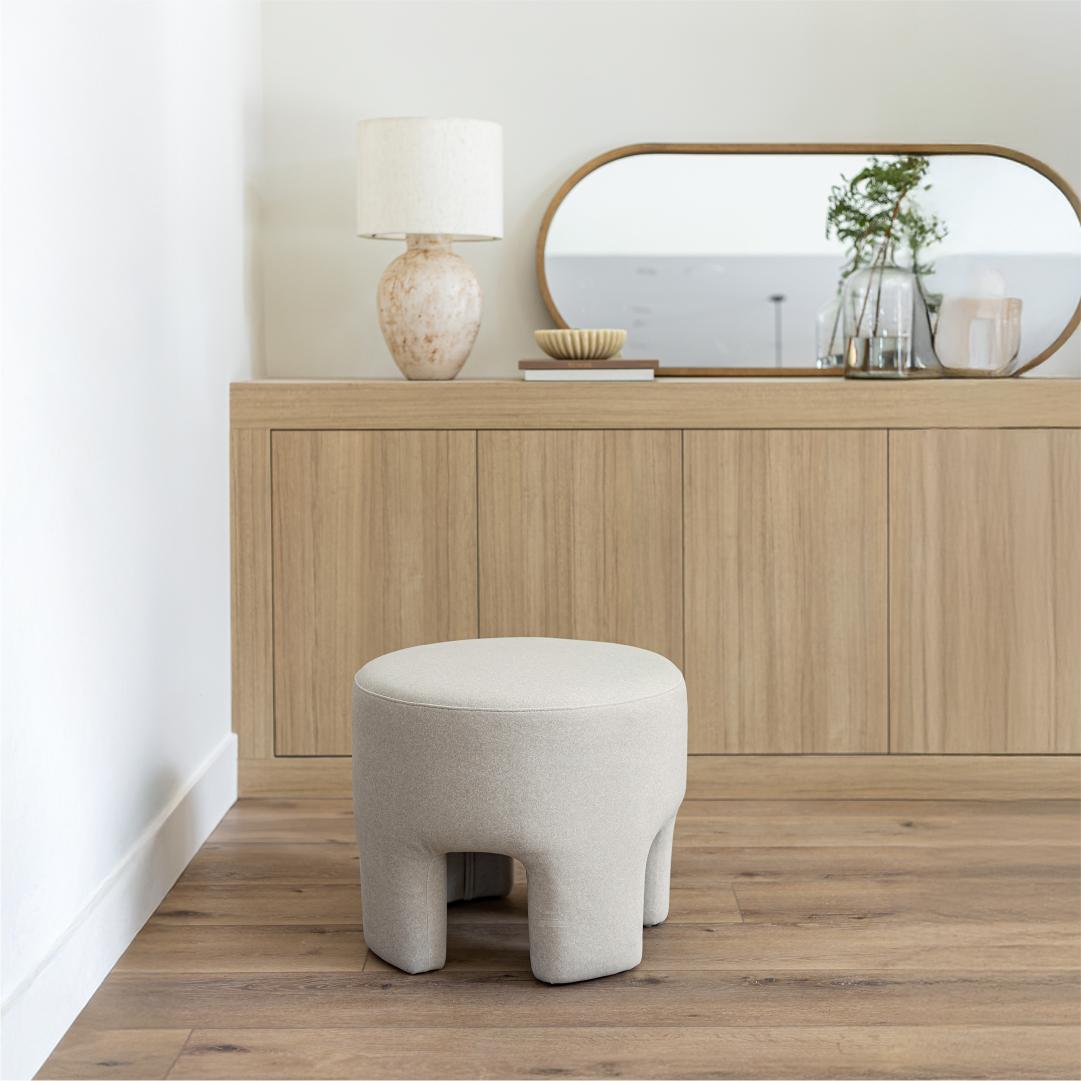 Ginger Ottoman - Velvet Natural