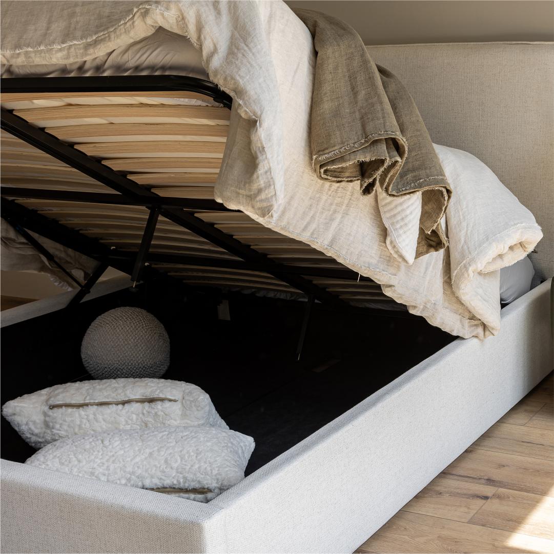 Julia Queen Storage Bed - Cream