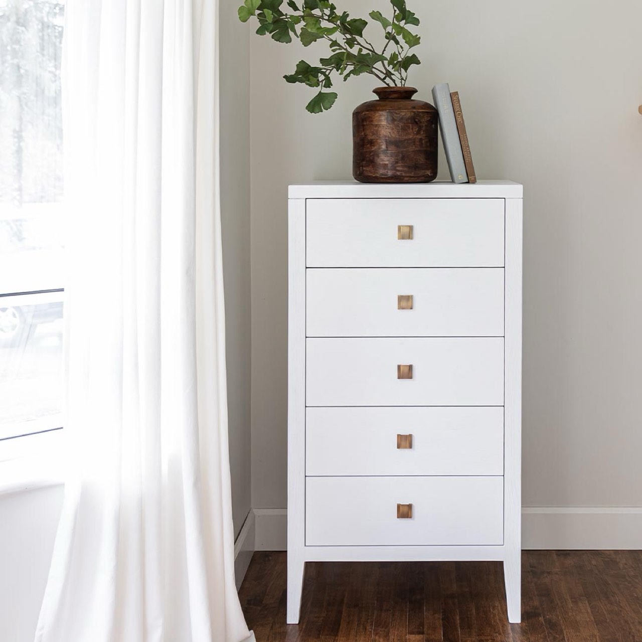 Hara 5 Drawer Tall Dresser - White