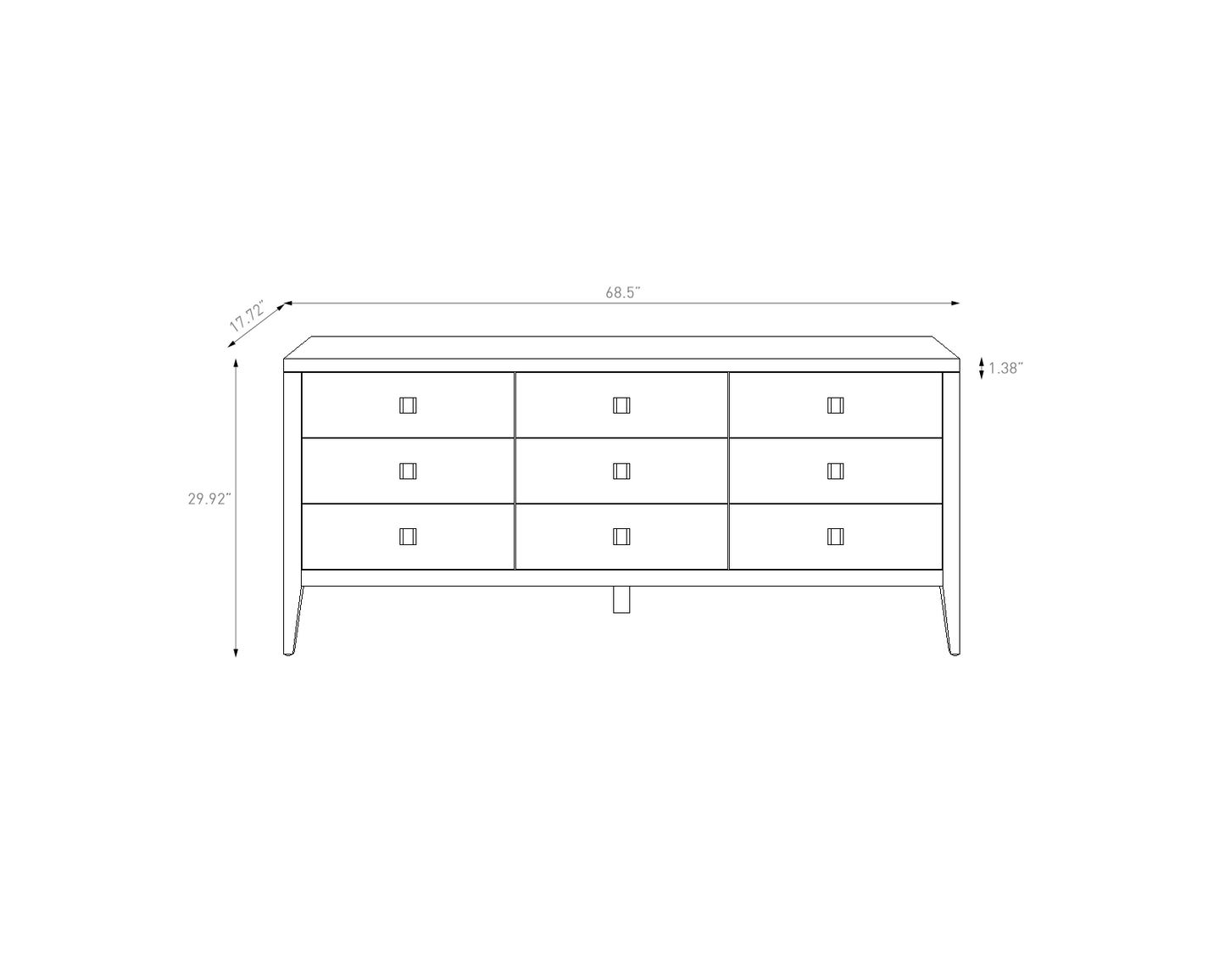 Hara 9 Drawer Dresser - White