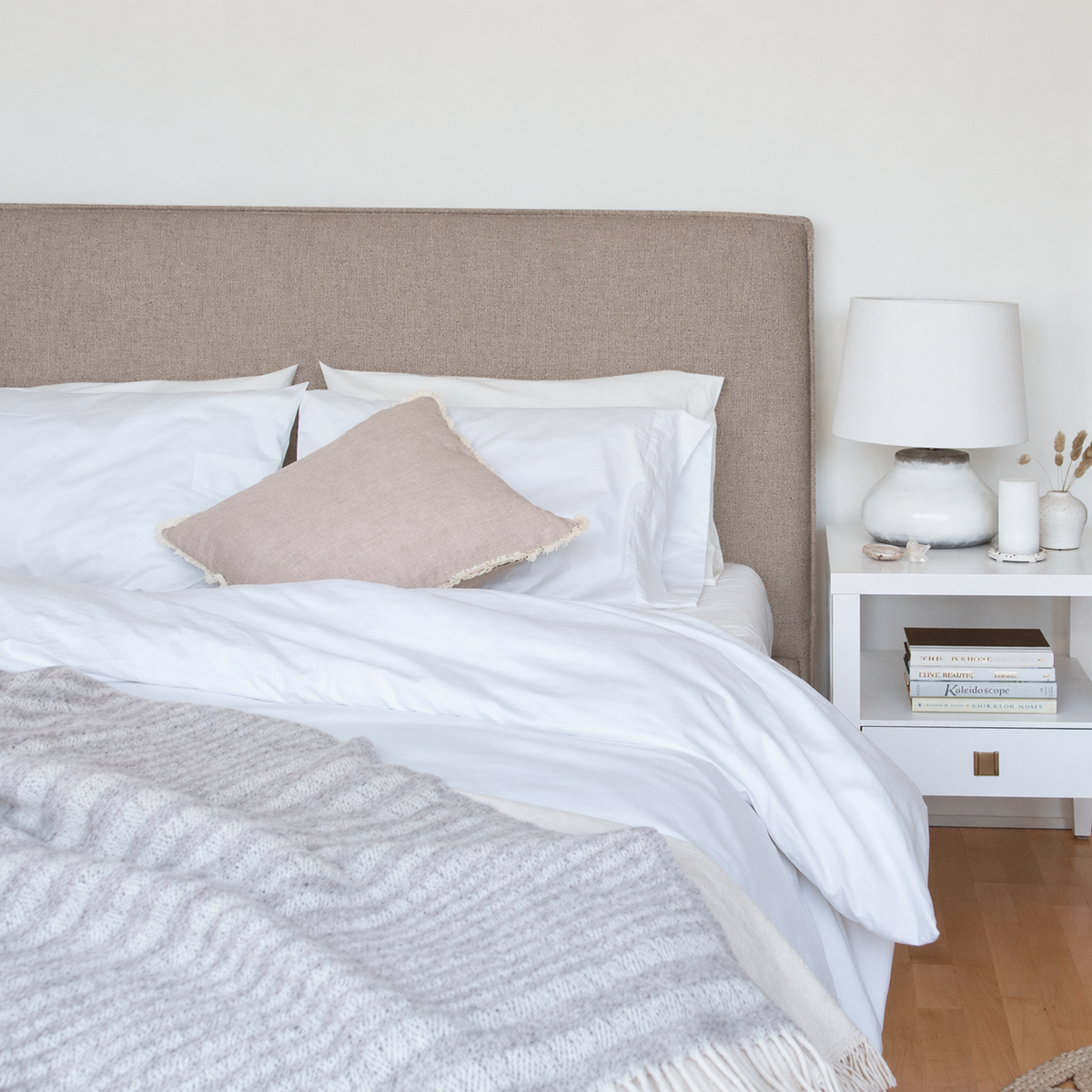 Julia King Bed - Light Fawn