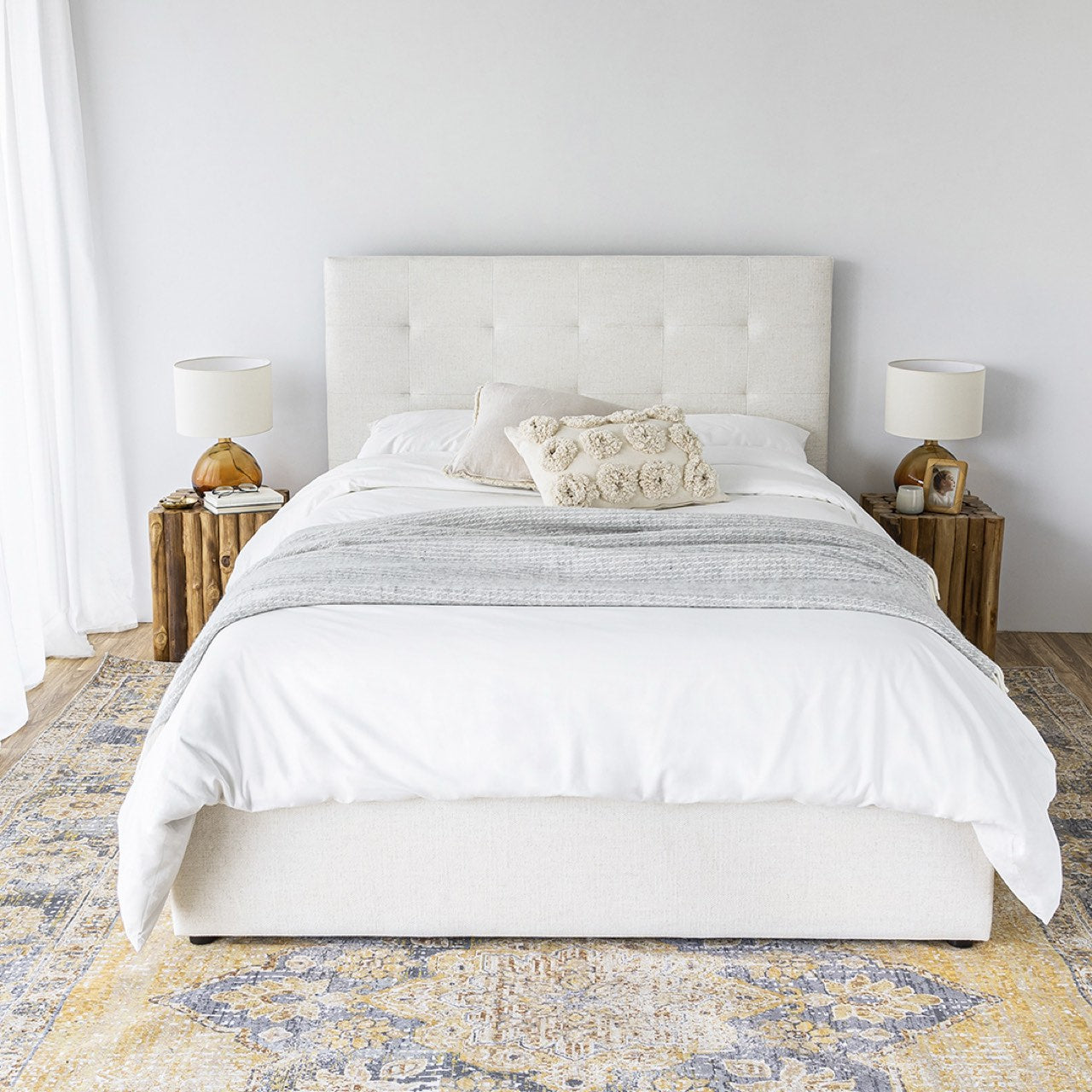June Double Storage Bed - Cream