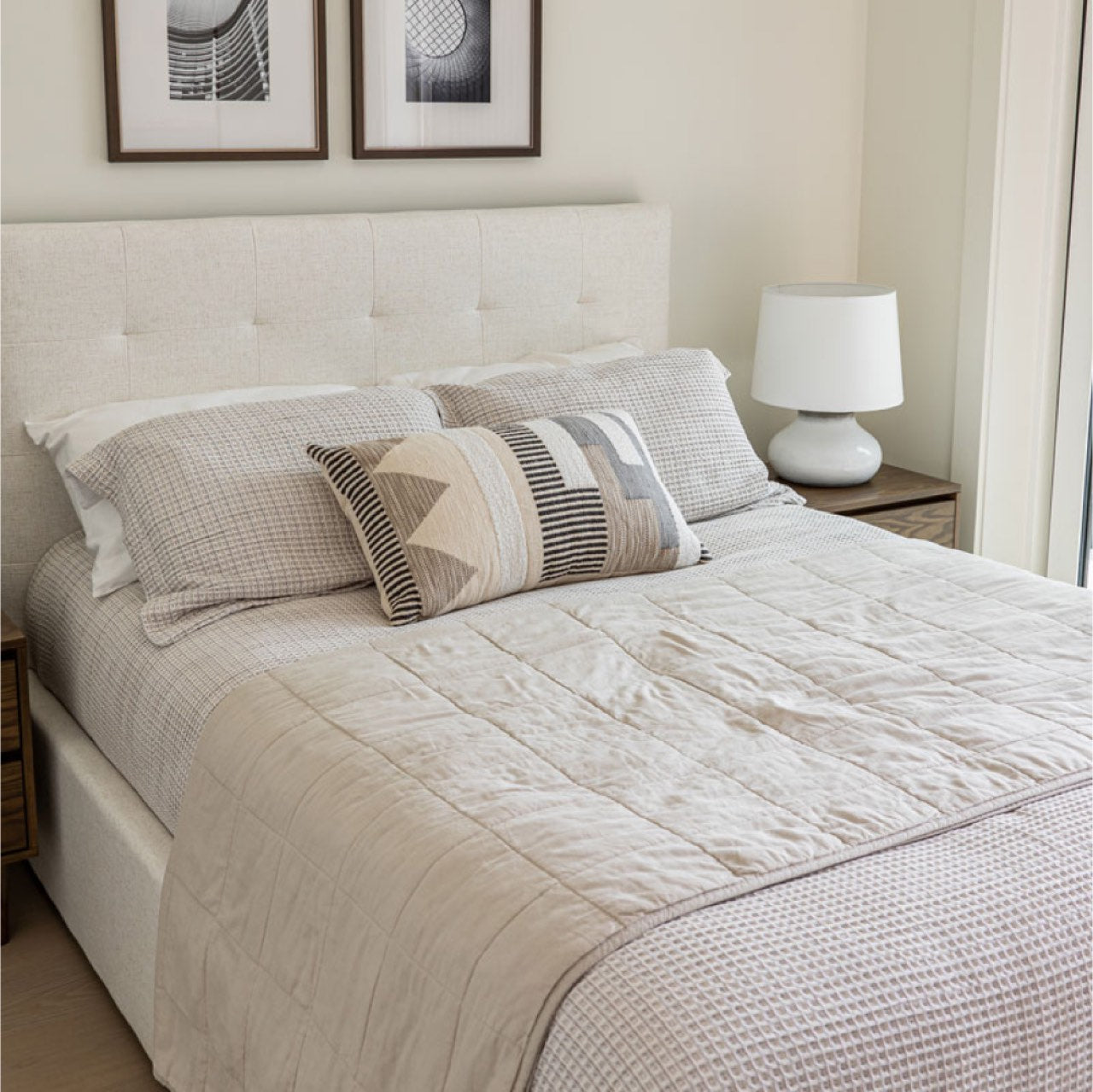 June Double Bed - Cream