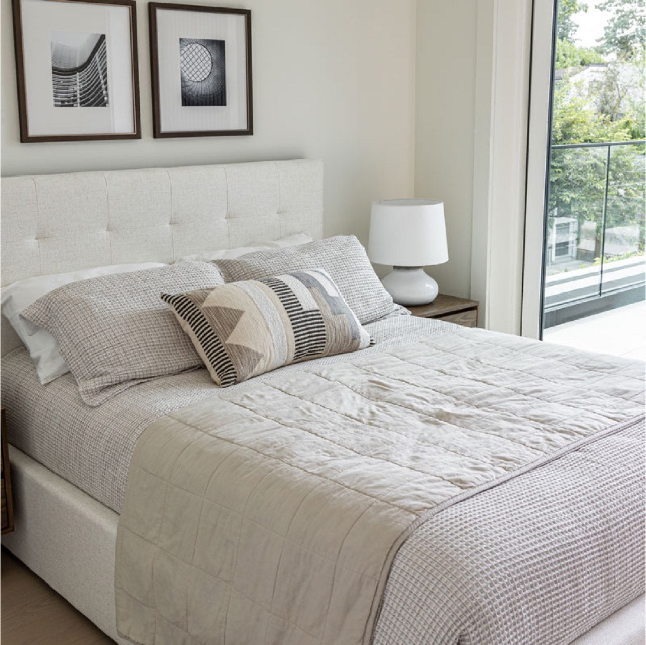June Double Bed - Cream