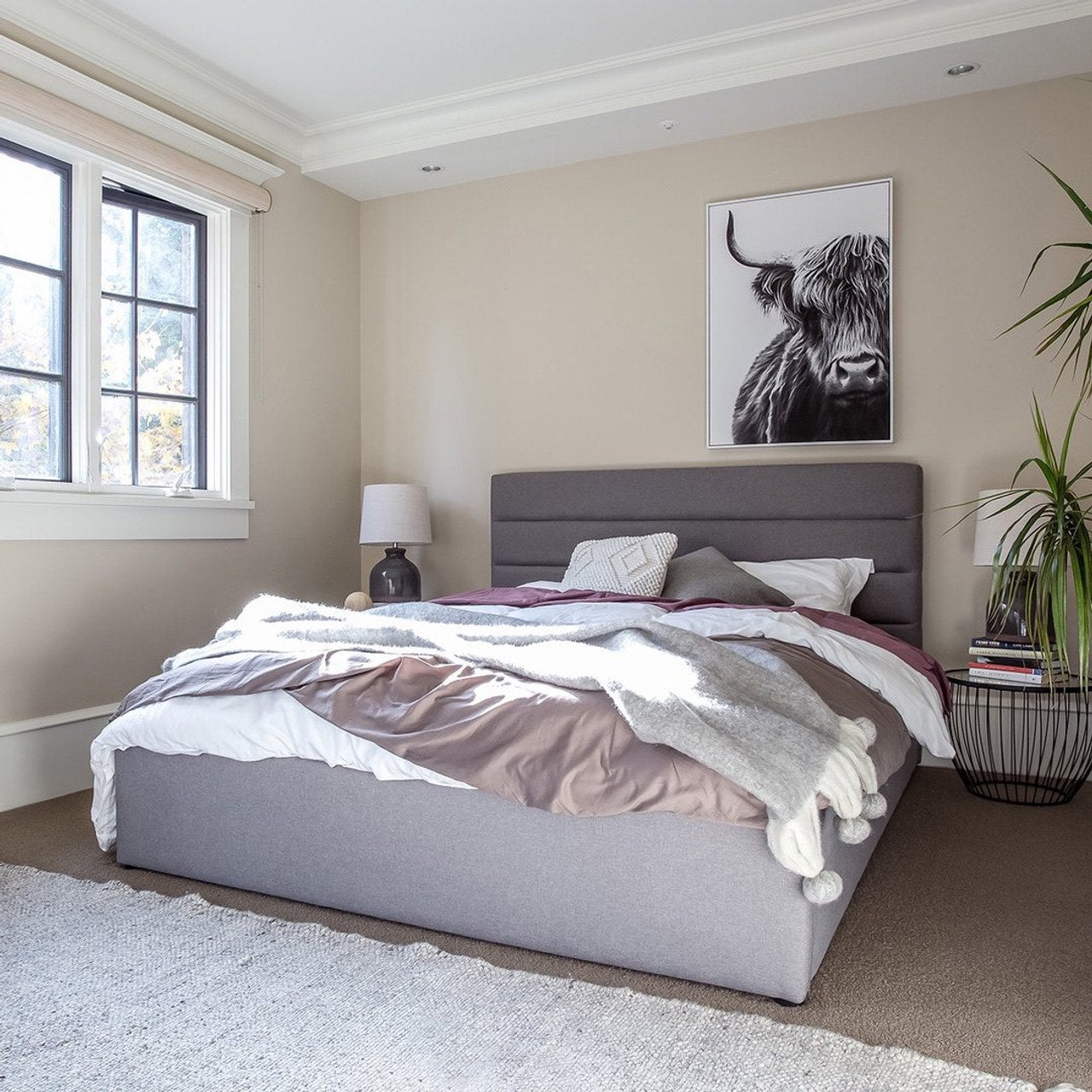 Justin Double Storage Bed - Greige