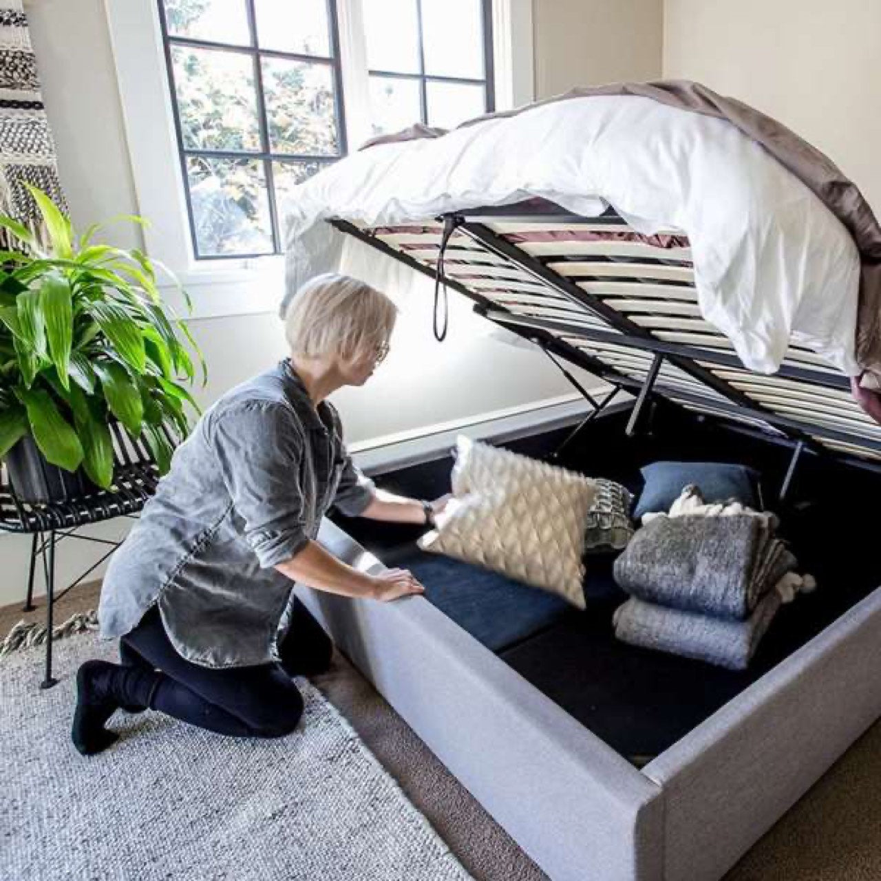 Justin Double Storage Bed - Stone