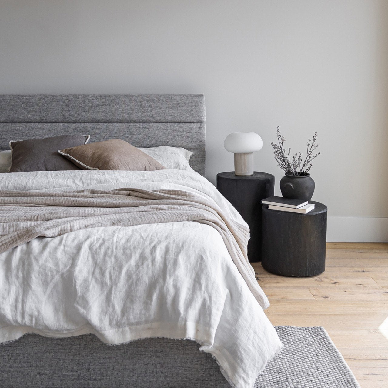 Justin King Bed - Stone
