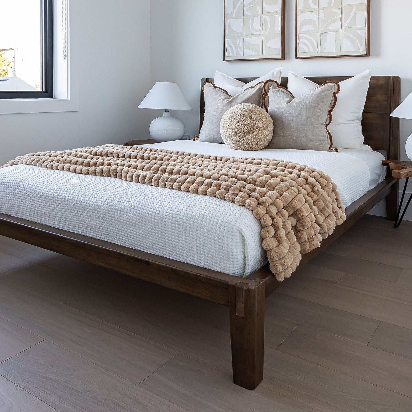 Luna Wood Tool-Free Double Bed - Coffee