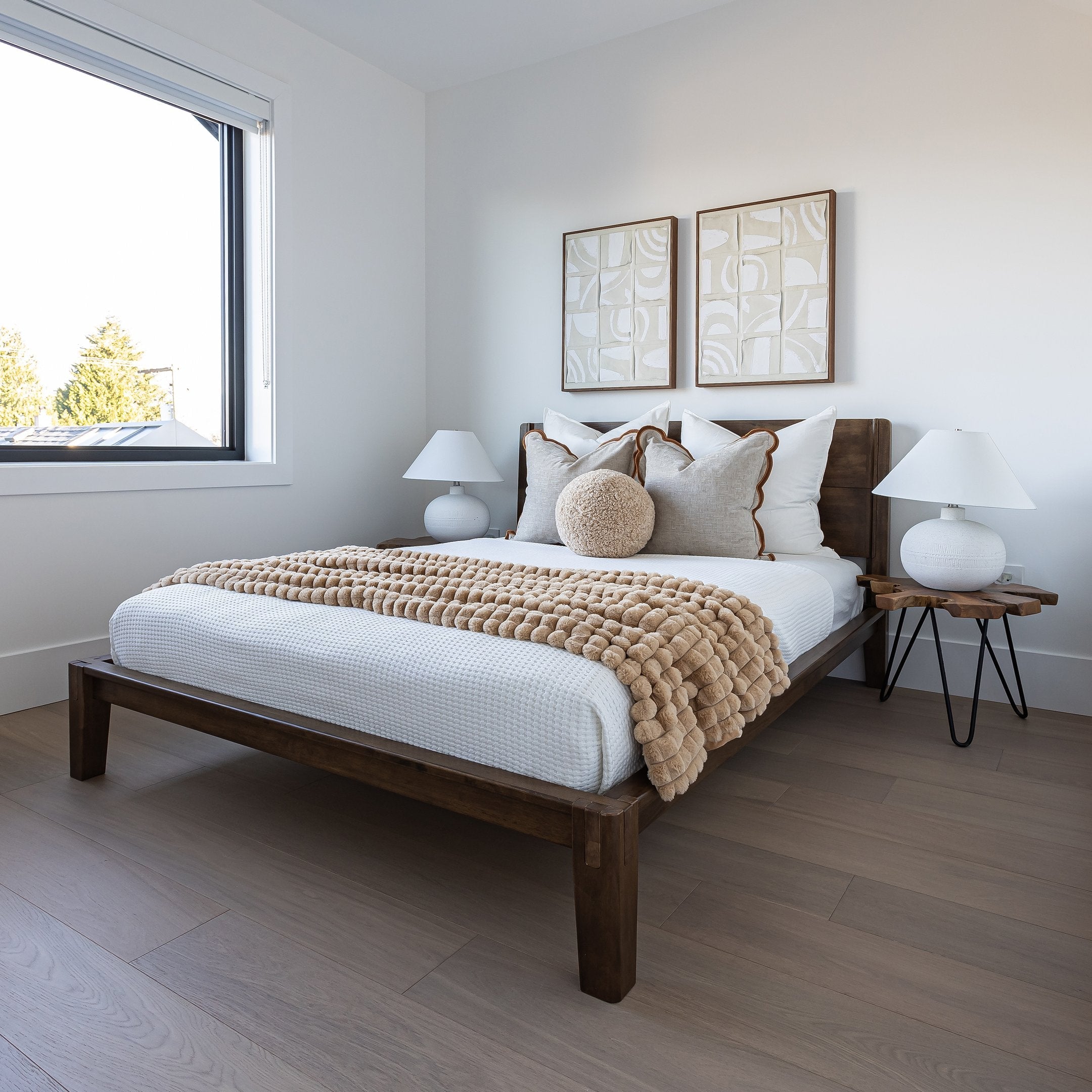 Luna Wood Tool-Free Double Bed - Coffee
