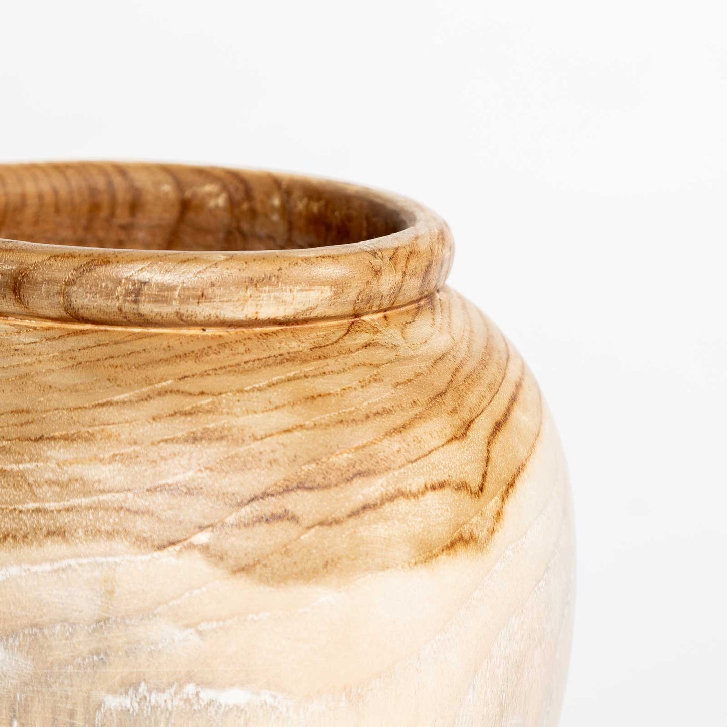 Natura Basi Vase Short - White Wash Teak