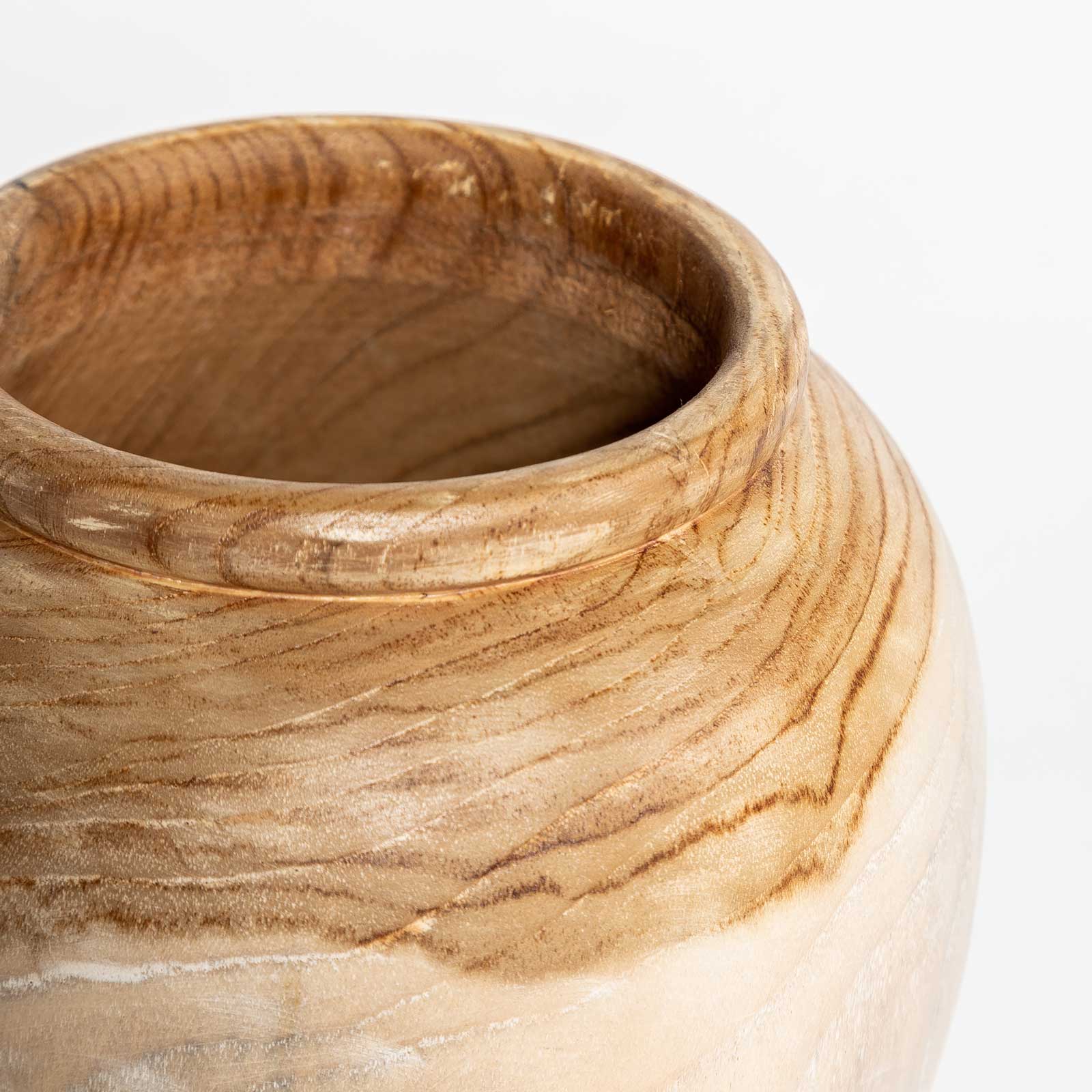Natura Basi Vase Short - White Wash Teak