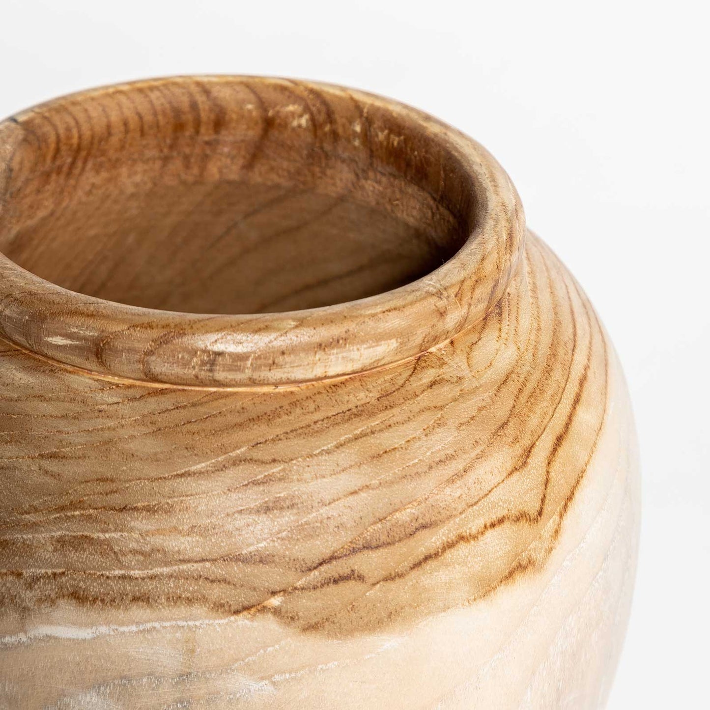 Natura Basi Vase Short - White Wash Teak