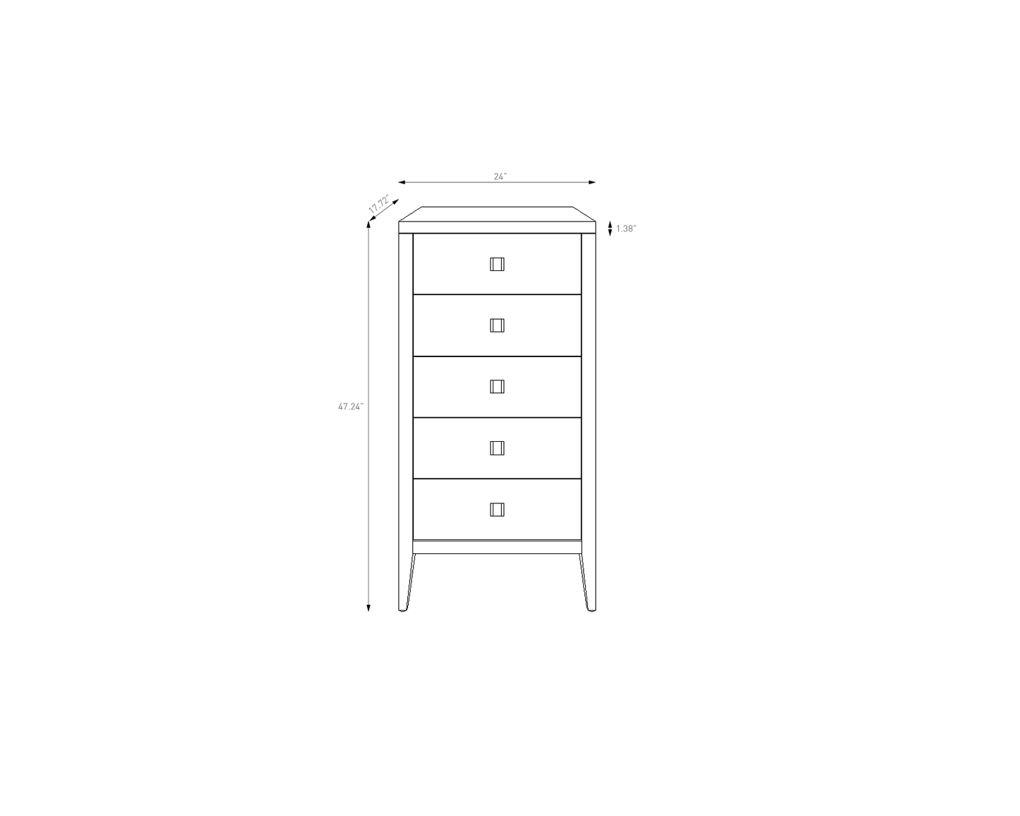 Hara 5 Drawer Tall Dresser - Natural Oak